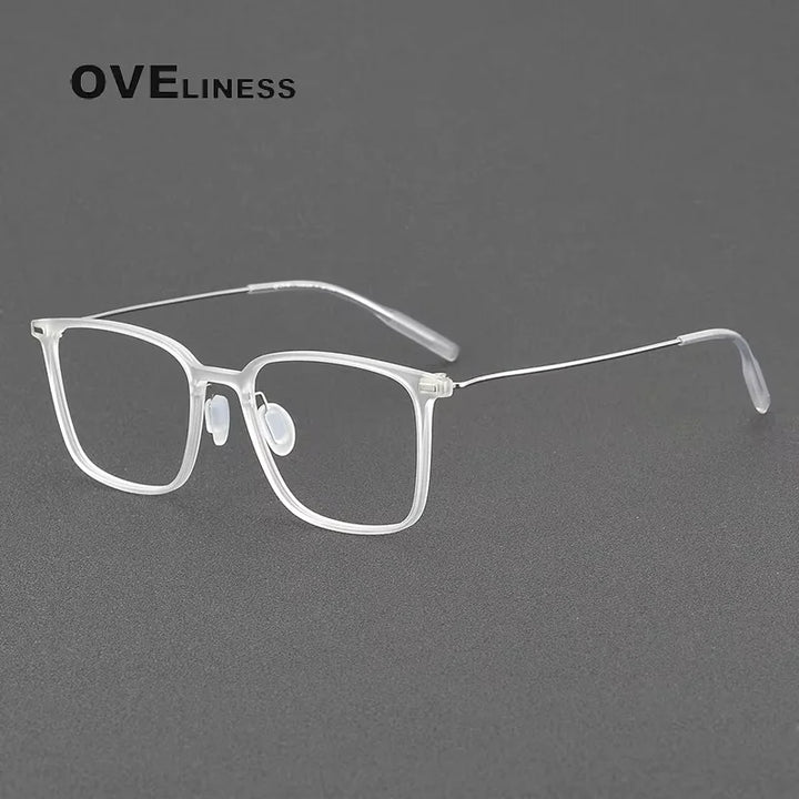 Oveliness Women's Full Rim Square Acetate Titanium Eyeglasses 28673