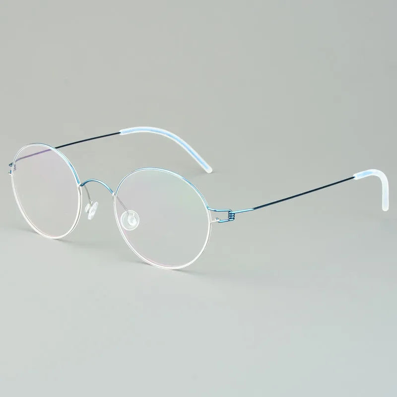 Aimee Women's Semi Rim Round Screwless Titanium Eyeglasses 46125