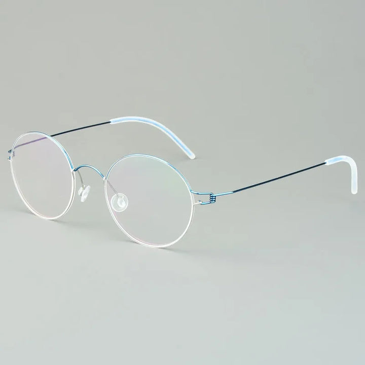 Aimee Women's Semi Rim Round Screwless Titanium Eyeglasses 46125