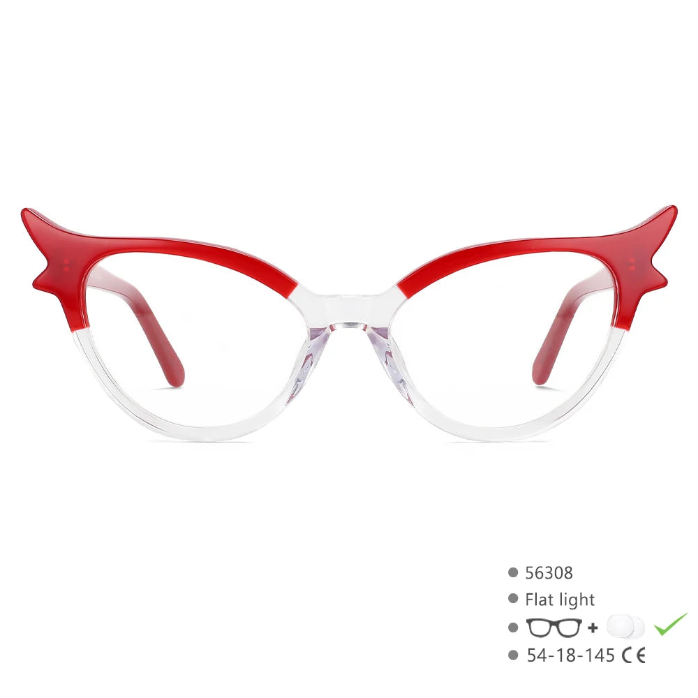 CCspace Unisex Full Rim Oval Cat Eye Acetate FiberReading Glasses 56308