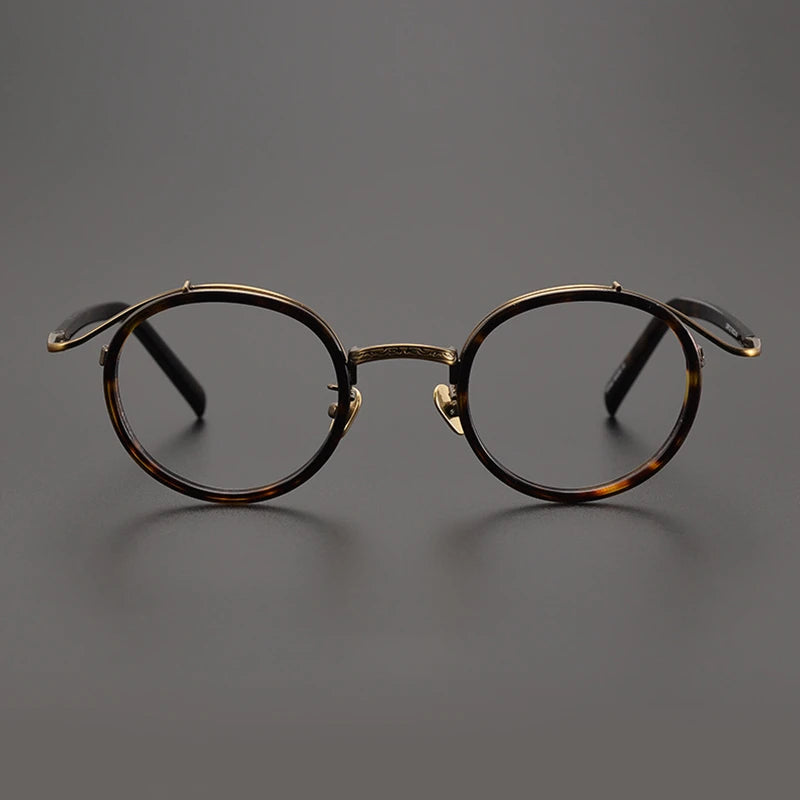 Black Mask Unisex Full Rim Round Titanium Acetate Eyeglasses 82027 Full Rim Black Mask