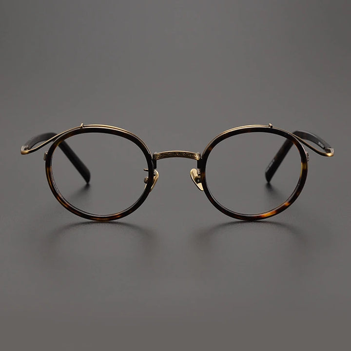 Black Mask Unisex Full Rim Round Titanium Acetate Eyeglasses 82027 Full Rim Black Mask