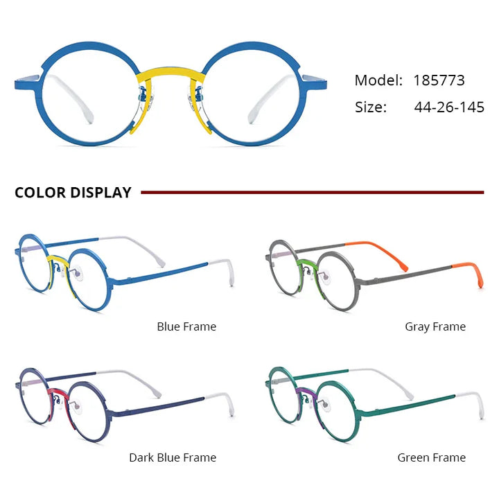 Nobler Unisex Full Rim Round Titanium Eyeglasses 185773 Full Rim Nobler