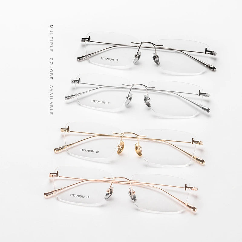 Black Mask Unisex Rimless Rectangle Titanium Eyeglasses Ft5678 Rimless Black Mask