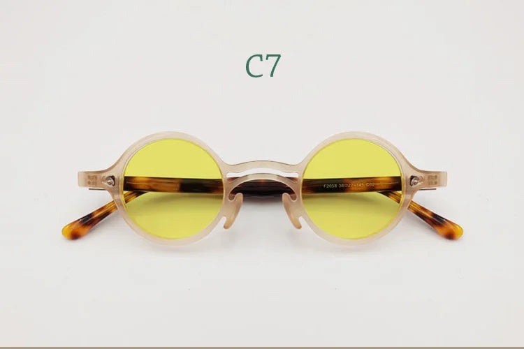 Yujo Men's Full Rim Round Double Bridge Acetate Polarized Sunglasses 2058s Sunglasses Yujo C7 CHINA