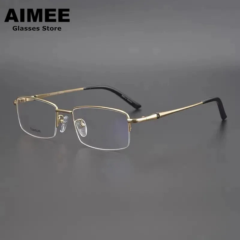 Aimee Unisex Semi Rim Square Titanium Eyeglasses 65023