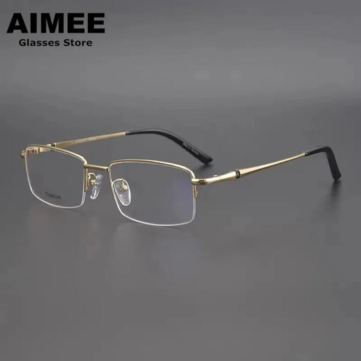 Aimee Unisex Semi Rim Square Titanium Eyeglasses 65023