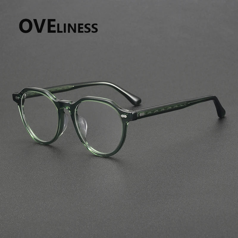 Oveliness Unisex Full Rim Oval Round Acetate Eyeglasses 88098 Full Rim Oveliness green