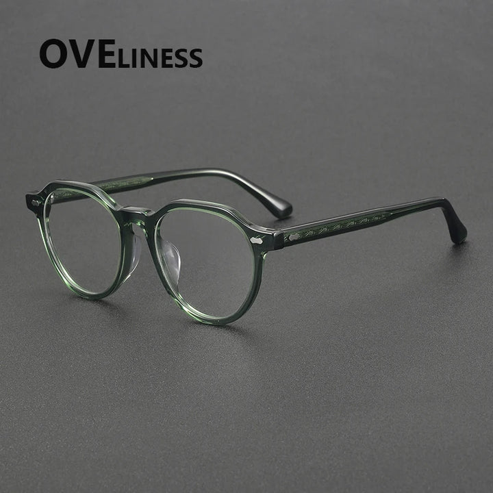 Oveliness Unisex Full Rim Oval Round Acetate Eyeglasses 88098 Full Rim Oveliness green