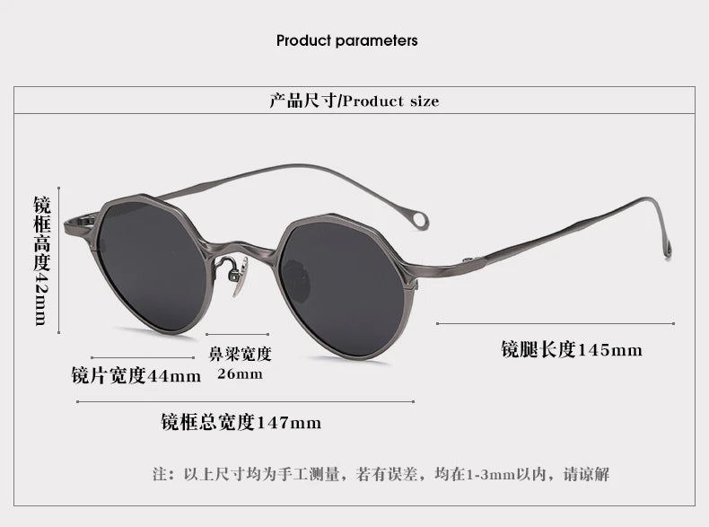 Black Mask Unisex Full Rim Polygon Titanium Polarized Sunglasses S5973 Sunglasses Black Mask