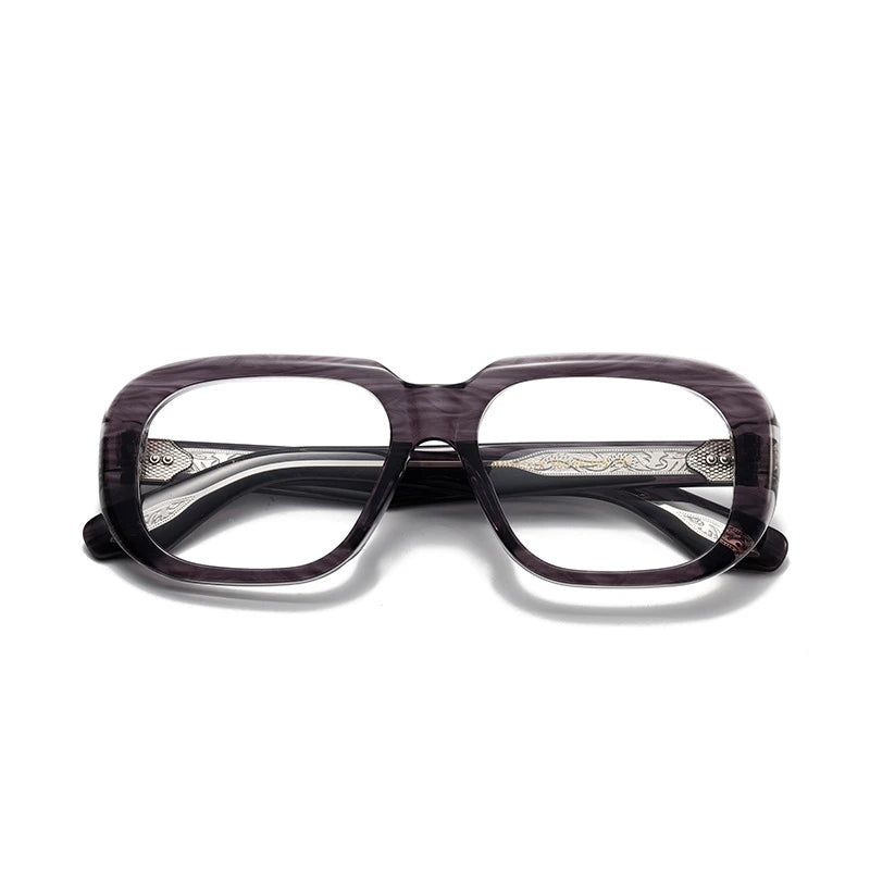 Aror Unisex Full Rim Square Thick Acetate Eyeglasses 842315 Full Rim Aror Gray