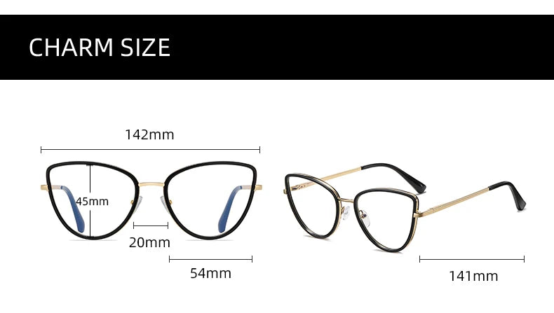 Handoer Women's Full Rim Oval Cat Eye Tr 90 Alloy Eyeglasses 95825