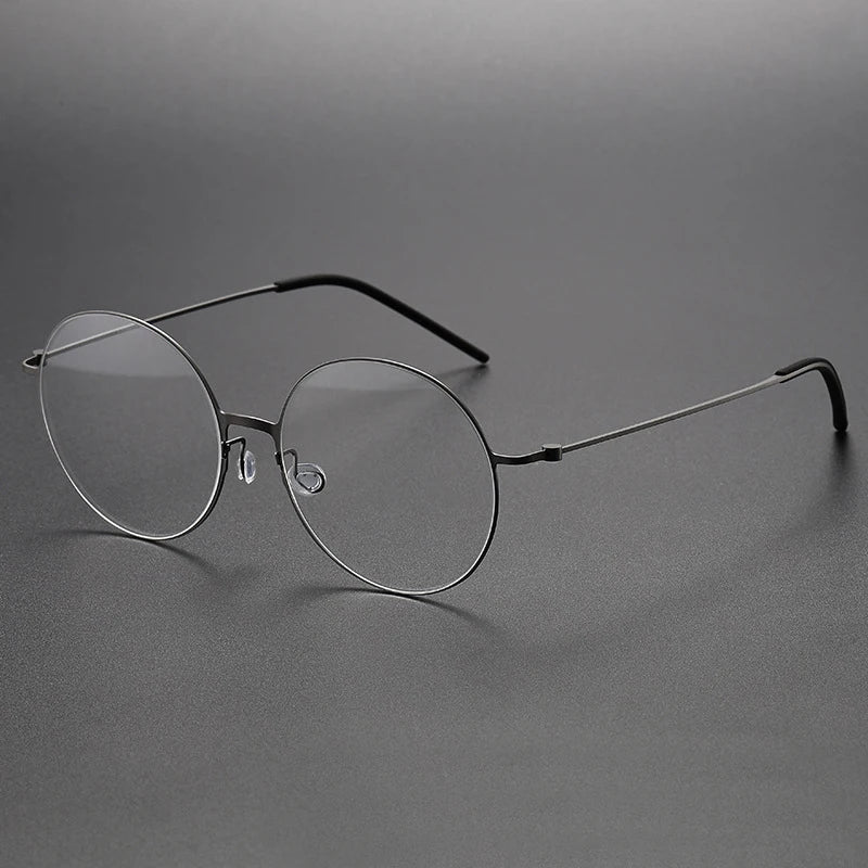 Black Mask Unisex Full Rim Round Screwless Titanium Eyeglasses 5516 Full Rim Black Mask Gun Gray