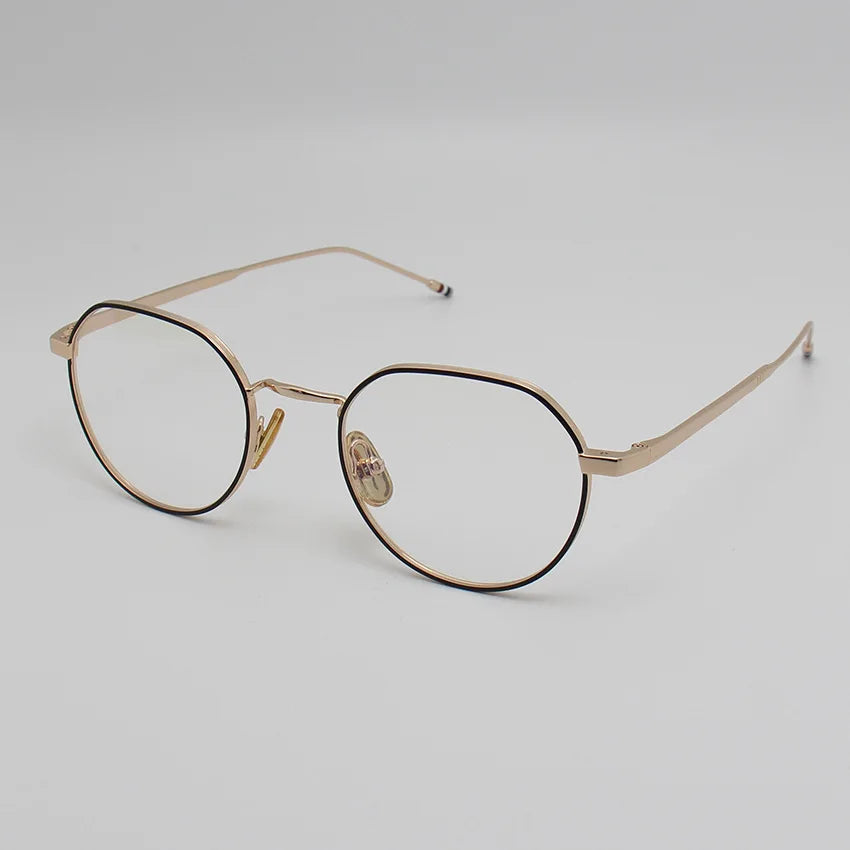 Black Mask Unisex Full Rim Flat Top Oval Alloy Eyeglasses 42914 Full Rim Black Mask