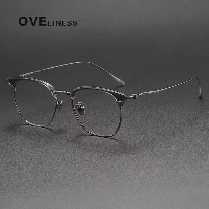 Oveliness Women's Full Rim Square Acetate Titanium Eyeglasses 80898