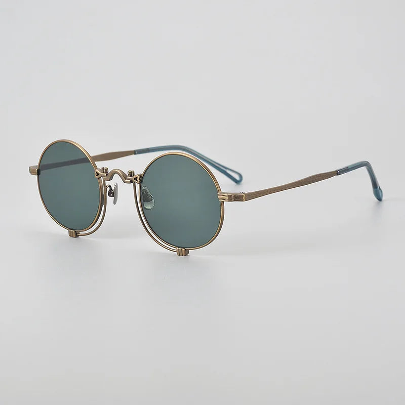 Black Mask Unisex Full Rim Round Titanium Polarized Sunglasses 10601 Sunglasses Black Mask Bronze As Shown