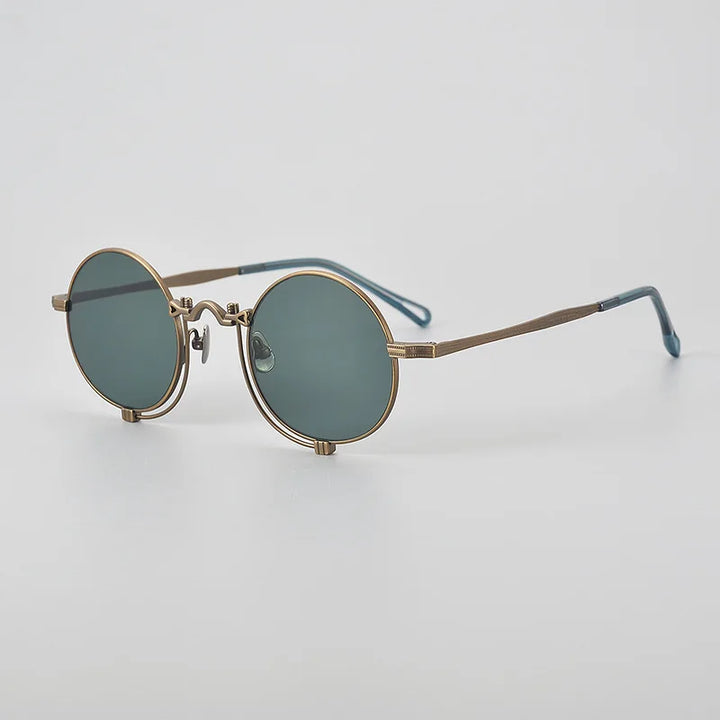 Black Mask Unisex Full Rim Round Titanium Polarized Sunglasses 10601 Sunglasses Black Mask Bronze As Shown
