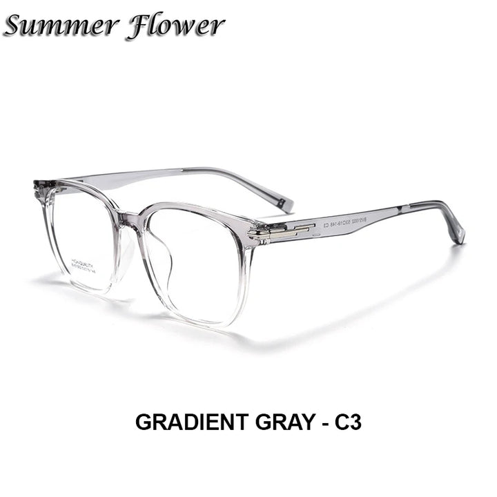 Summer Flower Unisex Full Rim Oval Square Tr 90 Titanium Eyeglasses 51002 Full Rim Summer Flower Gradient Gray