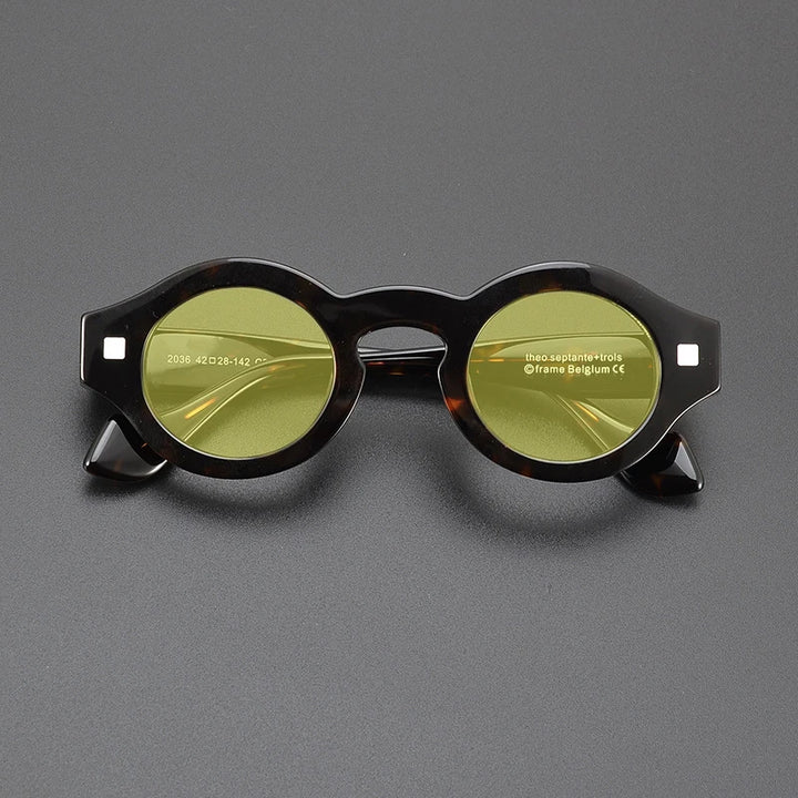 Gatenac Unisex Full Rim Round Acetate Polarized Sunglasses M003 Sunglasses Gatenac   
