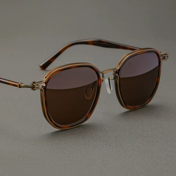 Black Mask Men's Full Rim Big Square Titanium Acetate Sunglasses 58654