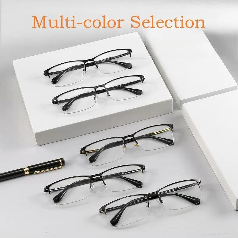 Yimaruili Men's Semi Rim Big Square Alloy Eyeglasses 34082 Semi Rim Yimaruili Eyeglasses