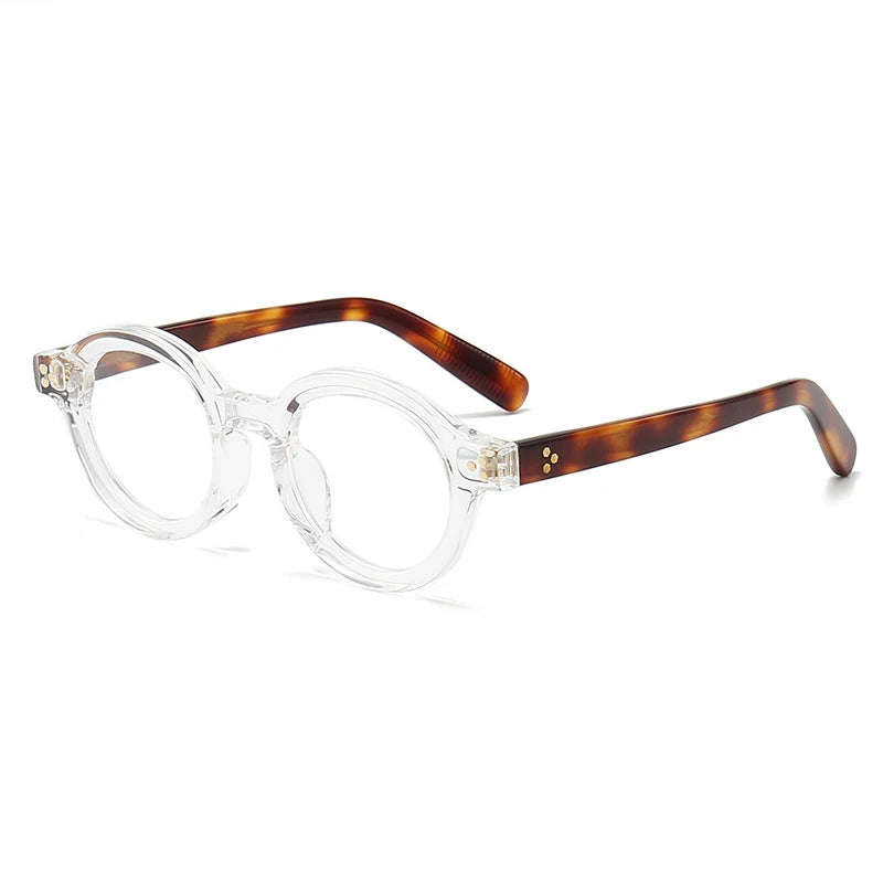 Black Mask Unisex Full Rim Round Thick Acetate Eyeglasses 94148 Full Rim Black Mask Crystal