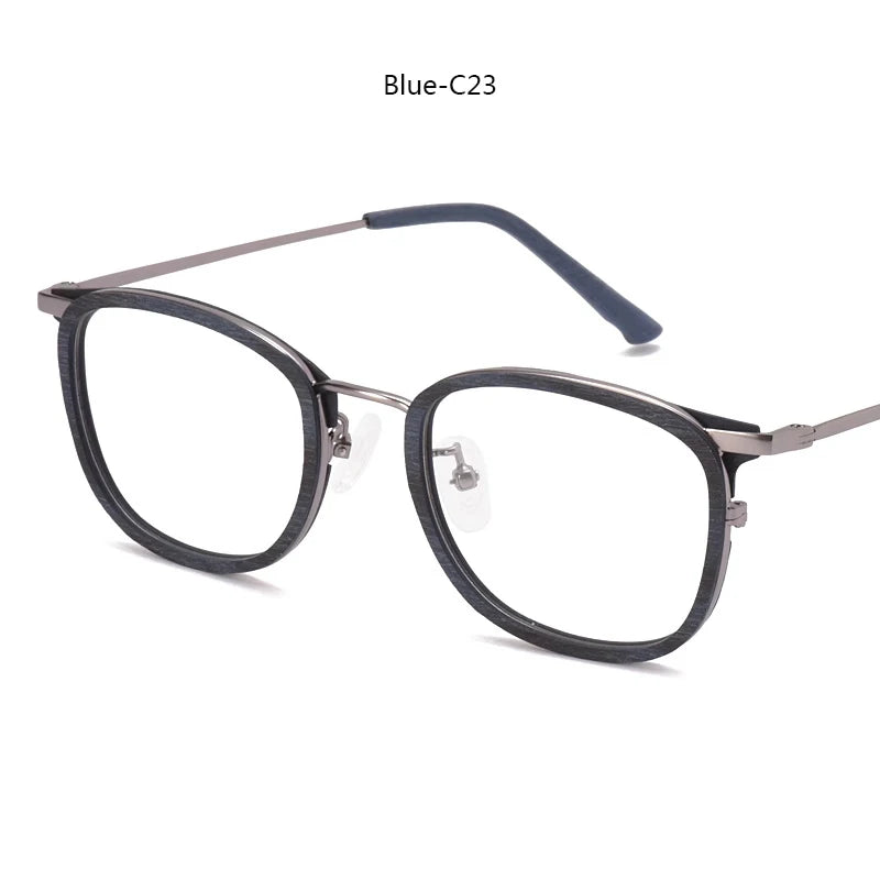 Hdcrafter Women's Full Rim Square Wood Titanium Eyeglasses 98095