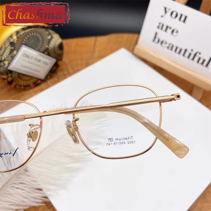 Chashma Ottica Unisex Full Rim Small Round Square Titanium Eyeglasses 1202 Full Rim Chashma Ottica