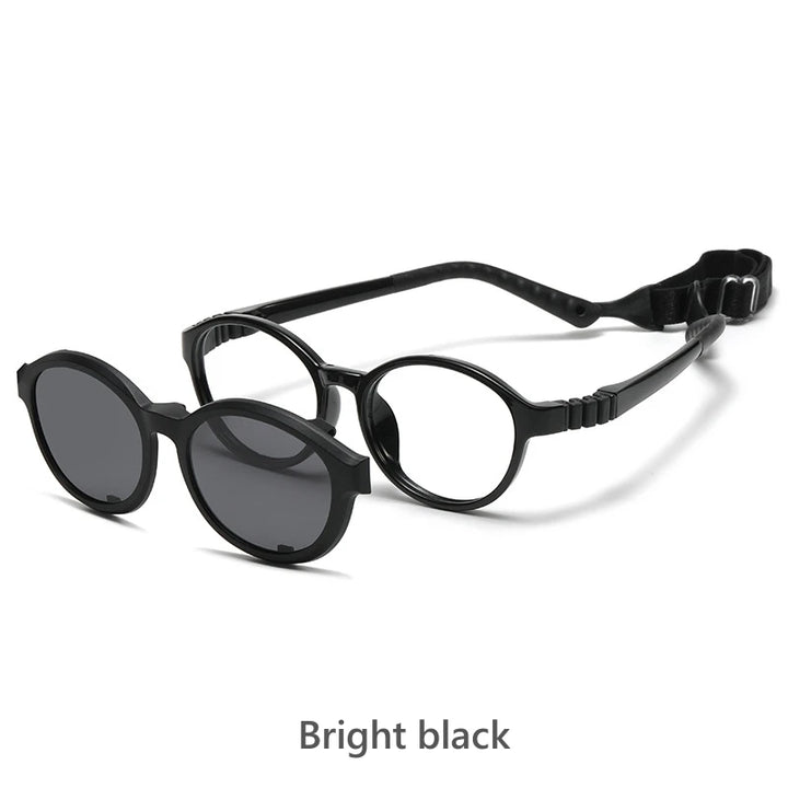 KatKani Childrens Unisex Full Rim Round Plastic Eyeglasses 18271 Full Rim KatKani Eyeglasses Bright black  