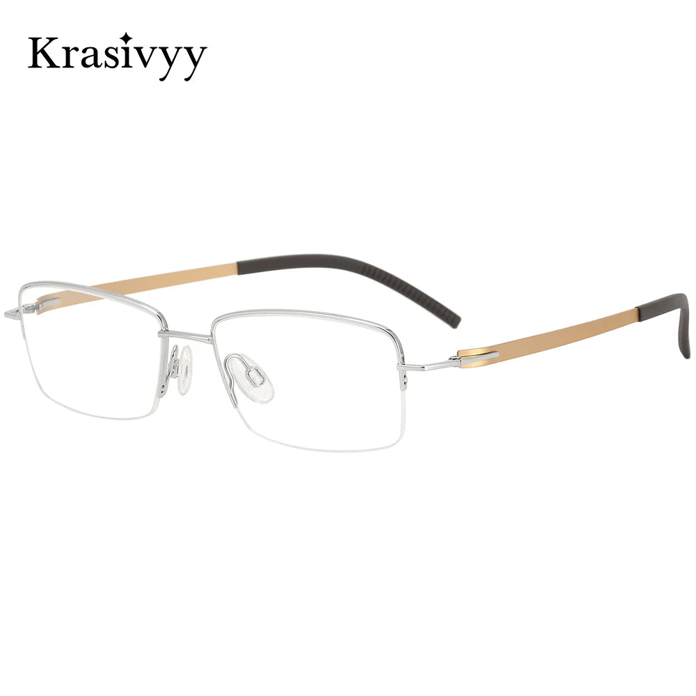 Krasivyy Women's Semi Rim Square Screwless Titanium Eyeglasses 315001