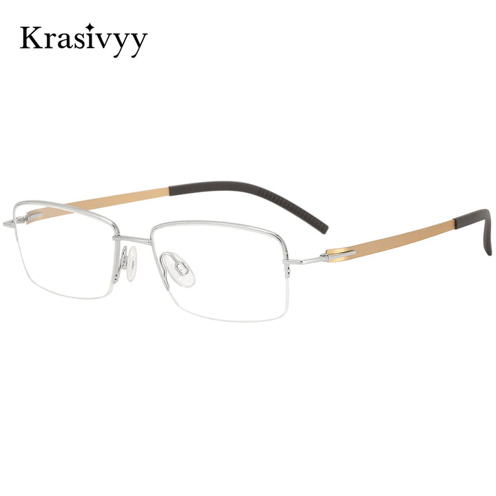 Krasivyy Women's Semi Rim Square Screwless Titanium Eyeglasses 315001