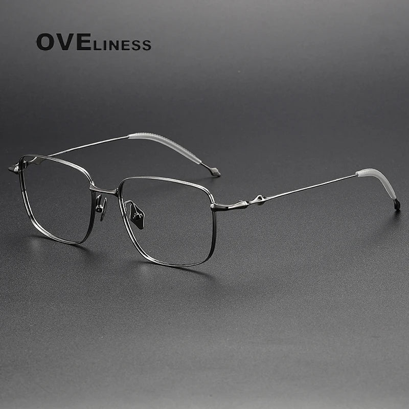 Oveliness Men's Full Rim Square Titanium Eyeglasses 4418 Full Rim Oveliness gun  
