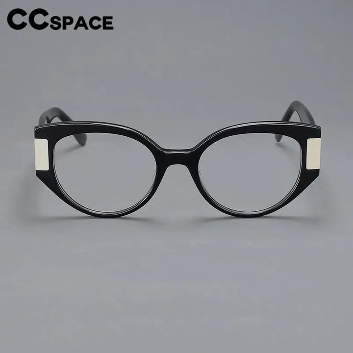 CCspace Unisex Full Rim Cat Eye Acetate Titanium Eyeglasses 57203 Full Rim CCspace