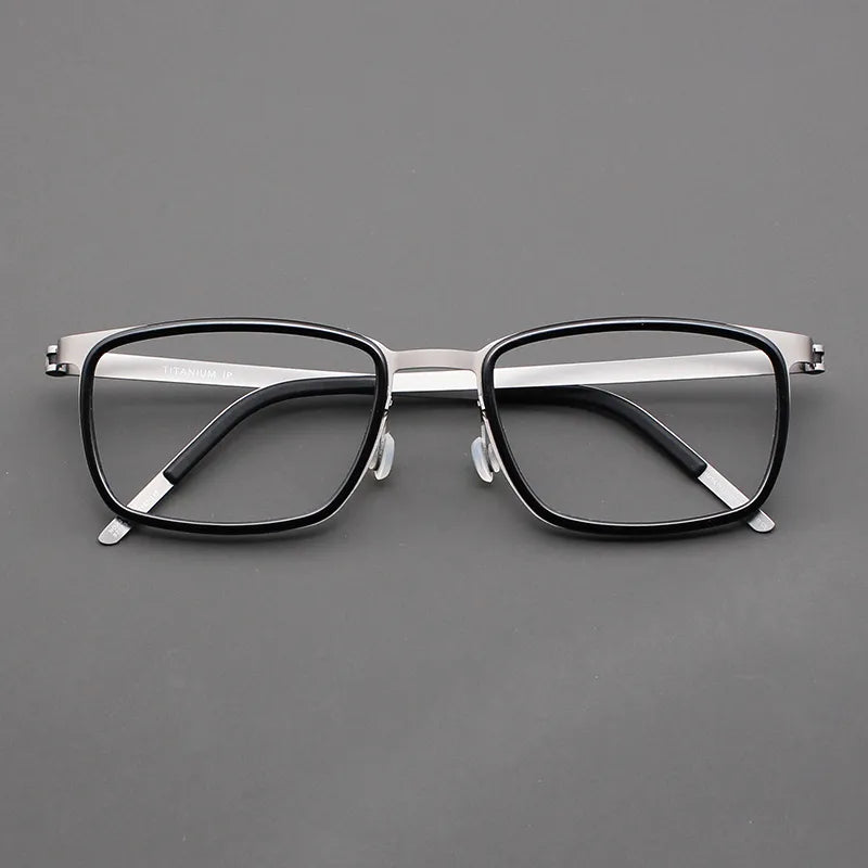 Black Mask Unisex Full Rim Rectangle Titanium Acetate Eyeglasses 9711 Full Rim Black Mask