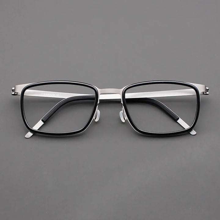 Black Mask Unisex Full Rim Rectangle Titanium Acetate Eyeglasses 9711 Full Rim Black Mask