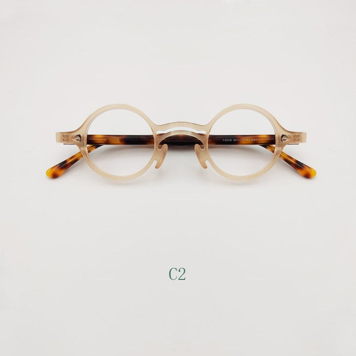 Yujo Unisex Full Rim Small Round Titanium Acetate Eyeglasses Or Polarized Sunglasses Full Rim Yujo C2 China