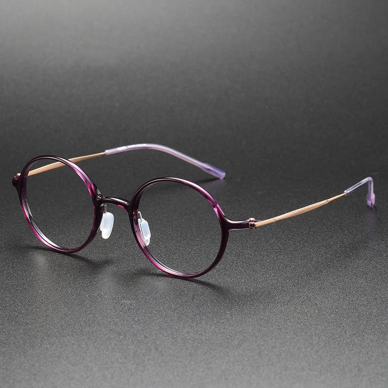 Aimee Unisex Full Rim Round Titanium Acetate Eyeglasses 8635 Full Rim Aimee Purple