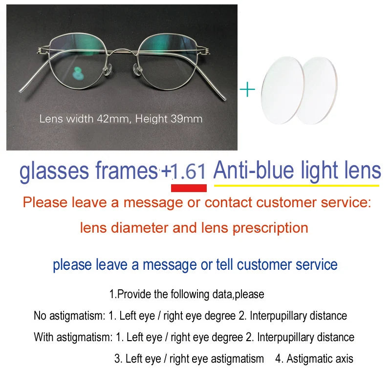 Yujo Unisex Full Rim Round Screwless Stainless Steel Eyeglasses 15039 Full Rim Yujo C3 CHINA