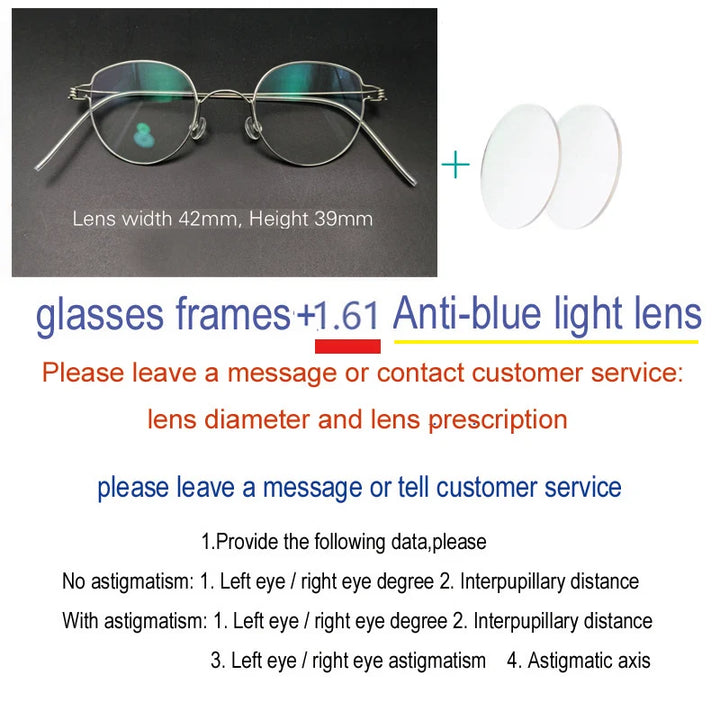 Yujo Unisex Full Rim Oval Round Steel Custom Eyeglasses 61457