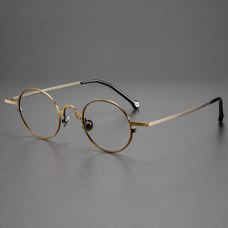 Kocolior Unisex Full Rim Round Titanium Eyeglasses K2480 Full Rim Kocolior Bronze