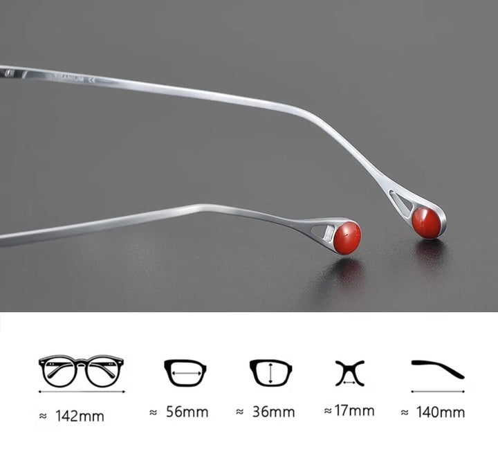 Black Mask Men's Semi Rim Square Brow Line Titanium Eyeglasses 195113