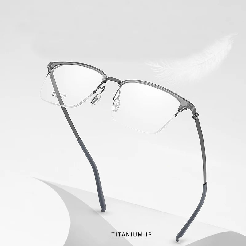 Reven Jate Unisex Semi Rim Square Titanium Eyeglasses 2609 Semi Rim Reven Jate