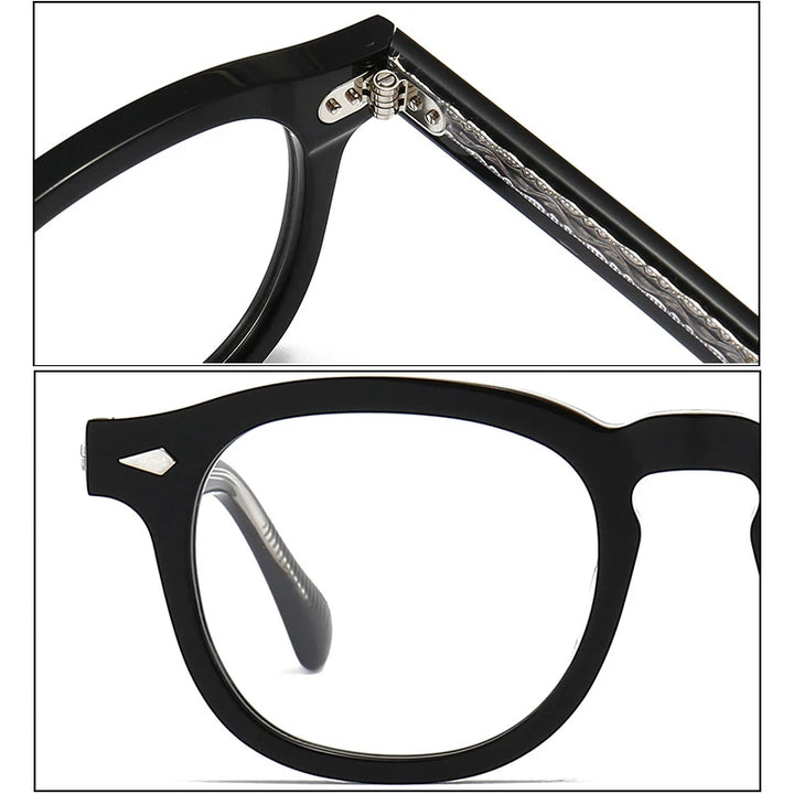 Black Mask Unisex Full Rim Acetate Square Eyeglasses L504 Full Rim Black Mask   