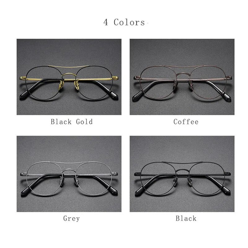 Hdcrafter Unisex Full Rim Round Double Bridge Titanium Eyeglasses 86578 Full Rim Hdcrafter Eyeglasses