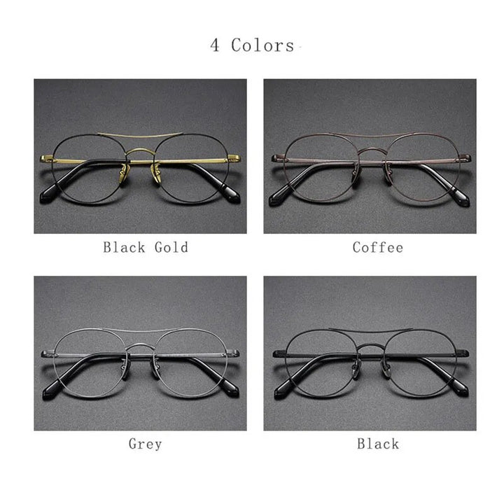 Hdcrafter Unisex Full Rim Round Double Bridge Titanium Eyeglasses 86578 Full Rim Hdcrafter Eyeglasses