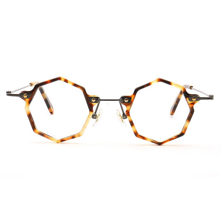 Muzz Unisex Full Rim Small Polygon Acetate Alloy Eyeglasses 013 Full Rim Muzz C2