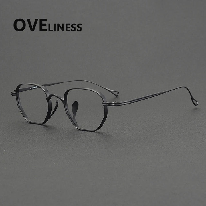 Oveliness Men's Full Rim Polygon Square Titanium Eyeglasses 29919