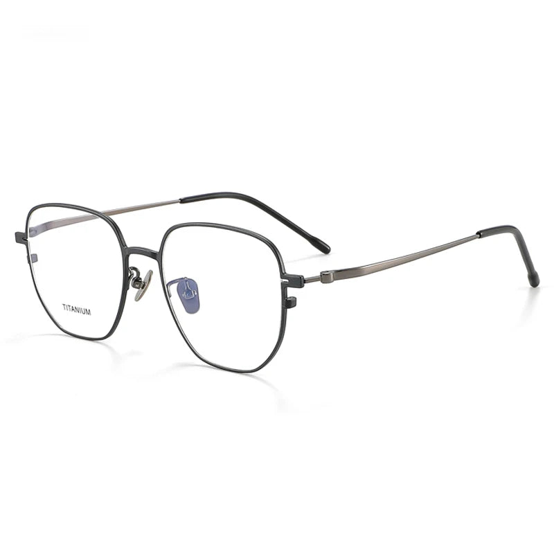 Aror Unisex Full Rim Polygon Square Titanium Eyeglasses 47813 Full Rim Aror Black Gun