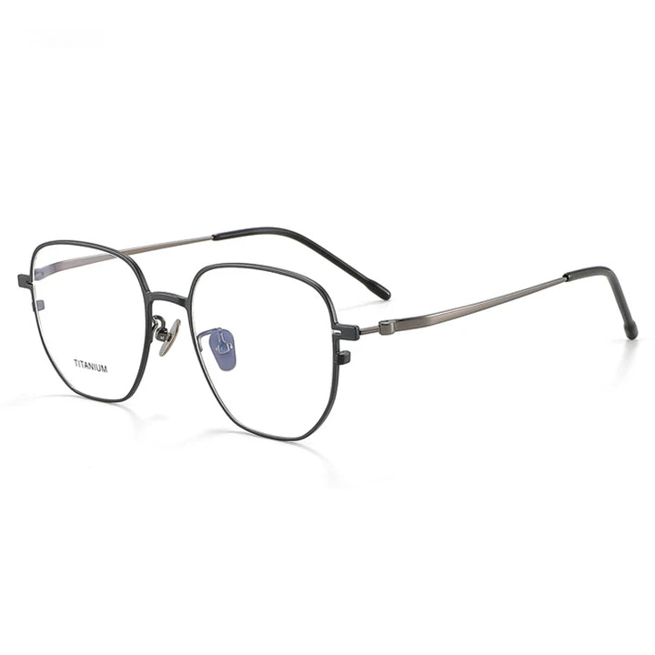Aror Unisex Full Rim Polygon Square Titanium Eyeglasses 47813 Full Rim Aror Black Gun