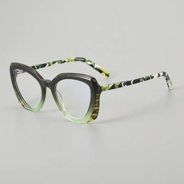 Hewei Unisex Full Rim Polygon Oval Acetate Eyeglasses 945084
